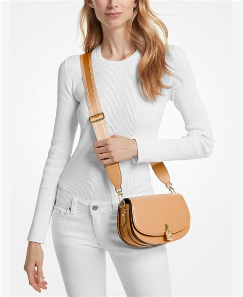 michael michael kors mila medium leather east west sling messenger|Michael Kors mila leather Messenger.